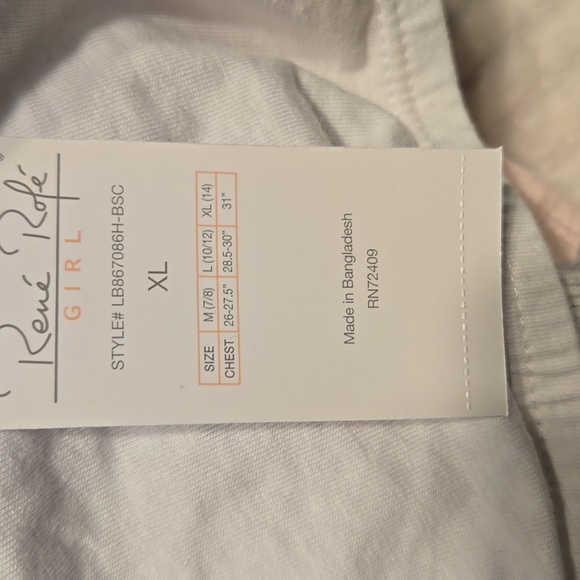 Rene Rofe Girls  Intimates White and Gray Bralette Set Size Xl. 14 - Picture 7 of 7